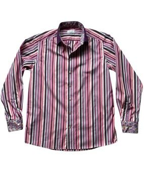 Eton Men’s Contemporary Fit Pink Striped Cotton Button Up Shirt Size 16.5/42